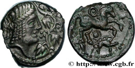 GALLIA - AULERCI EBUROVICES (Area of Évreux)
Type : Bronze à la tête d’Apollon et à la treille de vigne 
Date : c. 50-40 AC. 
Mint name / Town : Évreu...