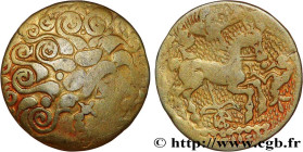GALLIA - CALETI (Area of Pays de Caux)
Type : Quart de statère “au sanglier aurige” et à l’oiseau 
Date : Ier siècle avant J.-C. 
Metal : electrum 
Di...