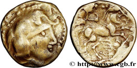 VENETI (Area of Vannes)
Type : Quart de statère d’or à la tête composite, au personnage ailé 
Date : IIe siècle avant J.-C. 
Mint name / Town : Vannes...