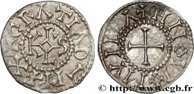CHARLES II LE CHAUVE / THE BALD
Type : Denier 
Date : c. 864-875 
Mint name / Town : Noyon 
Metal : silver 
Diameter : 19  mm
Orientation dies : 11  h...