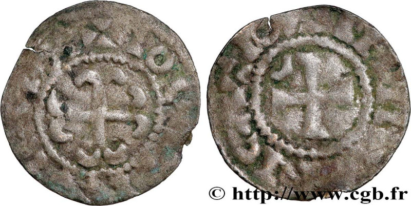 LOTHAIR II
Type : Denier 
Date : c. 960-980 
Mint name / Town : Melun 
Metal : s...