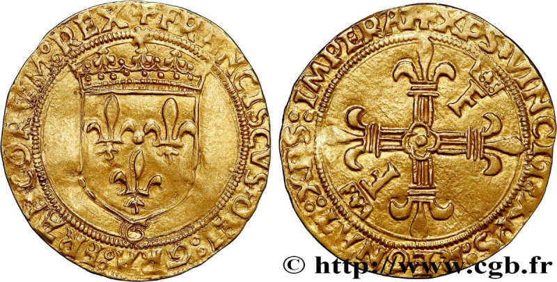 FRANCIS I
Type : Écu d'or au soleil, 2e type 
Date : 23/01/1515 
Date : n.d. 
Mi...