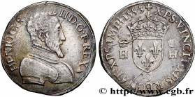 HENRY II
Type : Teston à la tête nue, 1er type 
Date : 1553 
Mint name / Town : Saint-Lô 
Quantity minted : 12393 
Metal : silver 
Millesimal fineness...