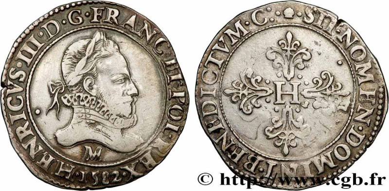 HENRY III
Type : Franc au col fraisé 
Date : 1582 
Mint name / Town : Toulouse 
...