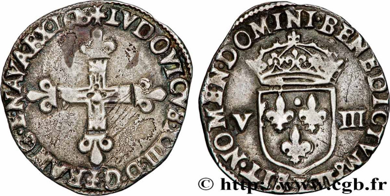 LOUIS XIII
Type : Huitième d'écu, 1er type 
Date : 1616 
Mint name / Town : Bayo...