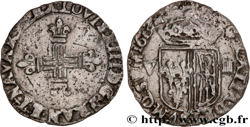 LOUIS XIII
Type : Huitième d'écu de Navarre 
Date : 1615 
Mint name / Town : Sai...