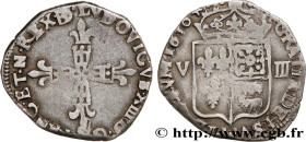 LOUIS XIII
Type : Huitième d'écu de Béarn 
Date : 1630 
Mint name / Town : Morlaàs 
Metal : silver 
Millesimal fineness : 917  ‰
Diameter : 24,5  mm
O...