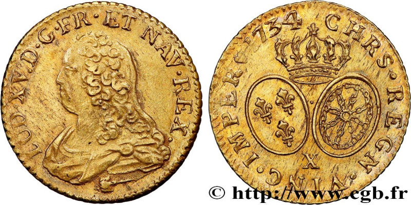 LOUIS XV THE BELOVED
Type : Louis d'or dit "aux lunettes" 
Date : 1734 
Mint nam...