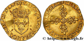 CHARLES IX
Type : Écu d'or au soleil, 1er type 
Date : 1566 
Mint name / Town : Tours 
Quantity minted : 13849 
Metal : gold 
Millesimal fineness : 95...