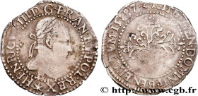 HENRY III
Type : Quart de franc au col plat 
Date : 1587 
Mint name / Town : Tours 
Quantity minted : 174225 
Metal : silver 
Millesimal fineness : 83...