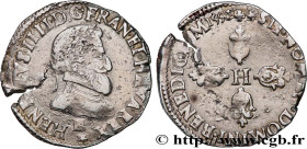 HENRY IV
Type : Demi-franc, 2e type de Tours 
Date : 1596 
Mint name / Town : Tours 
Quantity minted : 9970 
Metal : silver 
Millesimal fineness : 833...