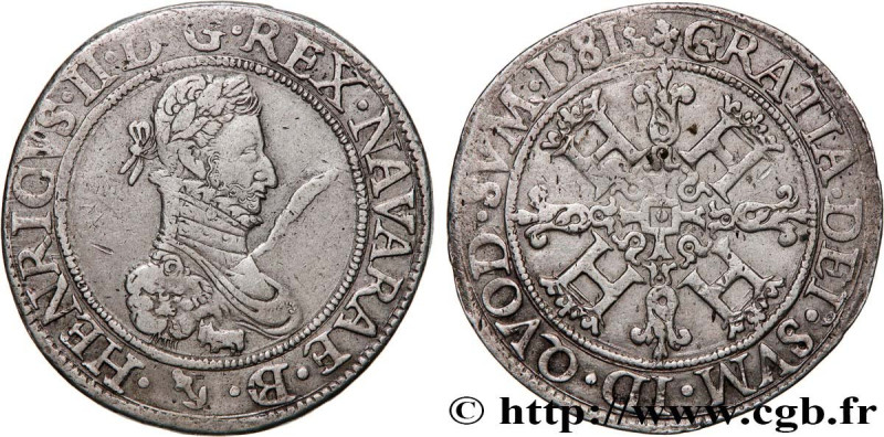 NAVARRE-BEARN - HENRY III
Type : Franc 
Date : 1581 
Mint name / Town : Morlaàs ...