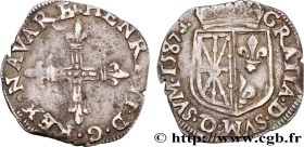 NAVARRE-BEARN - HENRY III
Type : Huitième d'écu de Navarre 
Date : 1587 
Mint name / Town : Saint-Palais 
Metal : silver 
Diameter : 24,5  mm
Orientat...