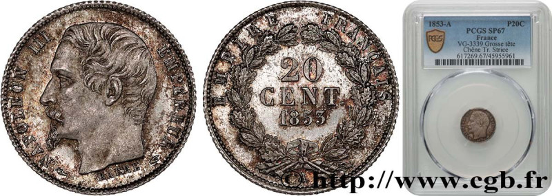 SECOND EMPIRE
Type : Épreuve de 20 centimes Napoléon III, grosse tête, couronne ...