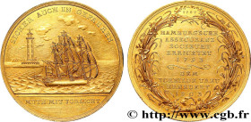 GERMANY
Type : Médaille, 10e anniversaire du renouvellement de la société “Hamburgische Assecuranz” 
Date : 1803 
Metal : gold 
Diameter : 39,5  mm
We...