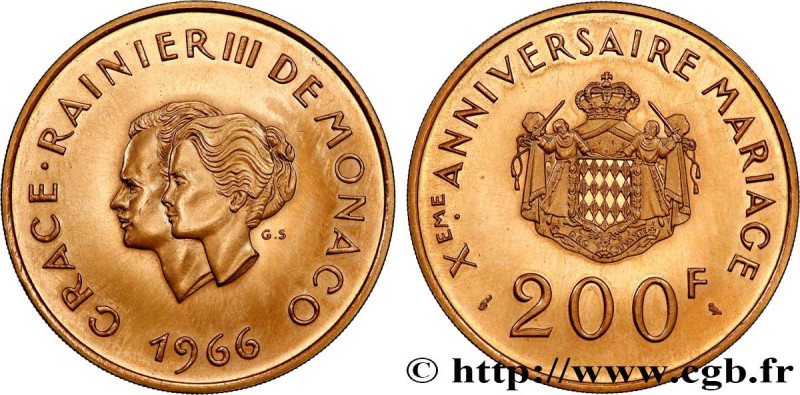 MONACO - PRINCIPALITY OF MONACO - RAINIER III
Type : 200 Francs or, dixième anni...
