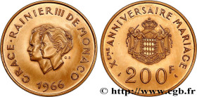 MONACO - PRINCIPALITY OF MONACO - RAINIER III
Type : 200 Francs or, dixième anniversaire du mariage 
Date : 1966 
Mint name / Town : Paris 
Quantity m...