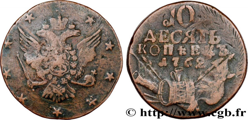 RUSSIA - PETER III
Type : 10 Kopeck 
Date : 1762 
Metal : copper 
Diameter : 44 ...