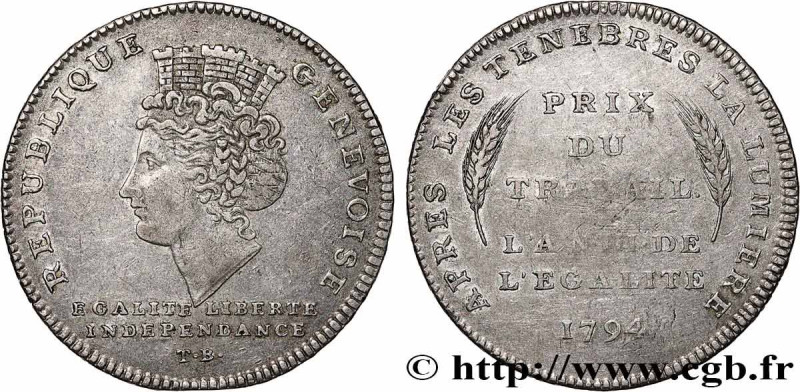 SWITZERLAND - REPUBLIC OF GENEVA
Type : 1 Genevoise (10 Décimes) 
Date : 1794 
Q...