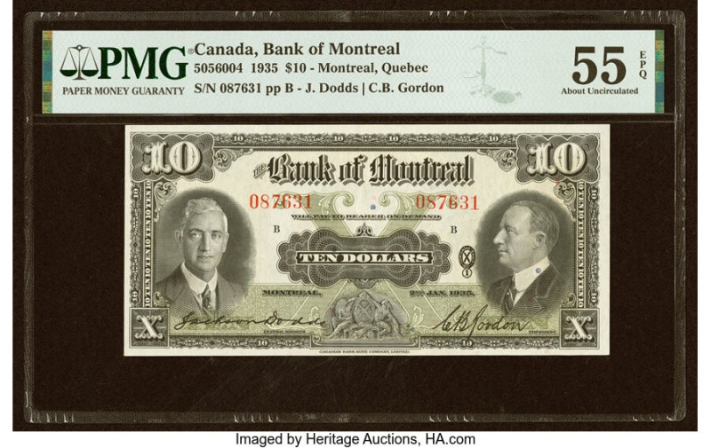 Canada Montreal, PQ- Bank of Montreal $10 2.1.1935 Ch.# 505-60-04 PMG About Unci...