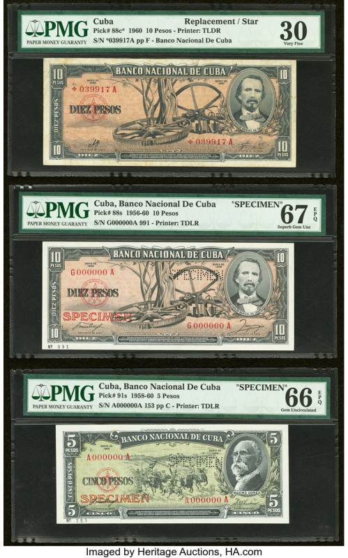 Cuba Banco Nacional de Cuba 10 Pesos 1960 Pick 88c* Replacement PMG Very Fine 30...