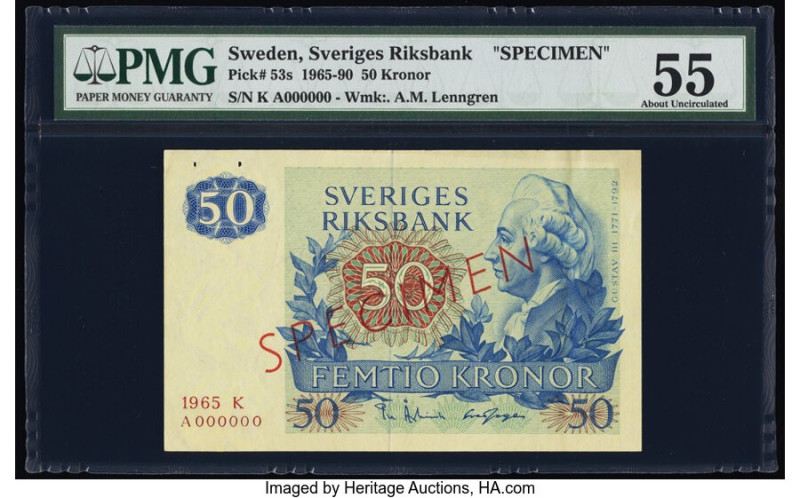 Sweden Sveriges Riksbank 50 Kronor 1965 Pick 53s Specimen PMG About Uncirculated...