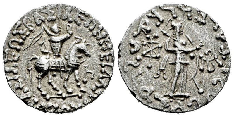 Indo-Skythians. Azes II. Tetradrachm. 35 BC-5 AD. Uncertain mint. (Senior-98.362...