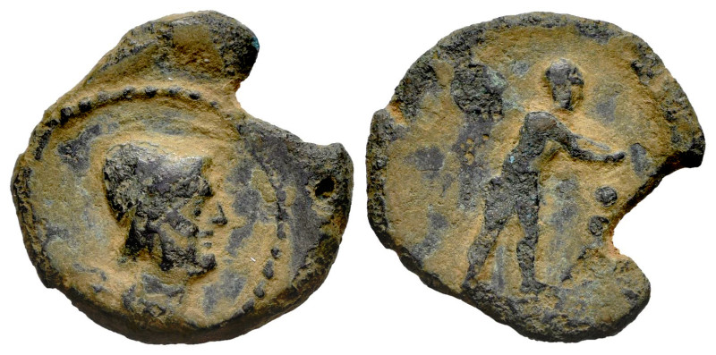 Mining coinage. Half unit. 1st century B.C. (Abh-M17). Anv.: Vulcano head bust r...