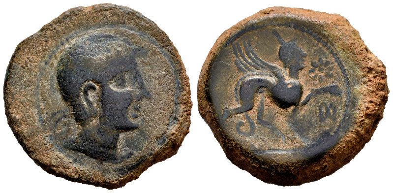 Kastilo-Castulo. Unit. 180 BC. Cazlona (Jaén). (Abh-697). (Acip-2113). Anv.: Dia...