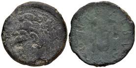 Gades-Gadir. Augustus period. Sestertius. 27 BC - 14 AD. Cadiz. (Abh-1364). Anv.: Head of Hercules left, club behind. Rev.: Pontifical knife, simpulum...