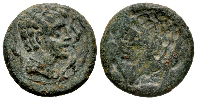 Iltirta. Half unit. 200-20 BC. Lleida (Cataluña). (Abh-1472). Anv.: Male head ri...