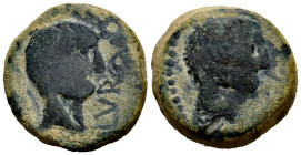 Ilurco. Unit. 50 BC. Pinos Puente (Granada). (Abh-1566). (Acip-2315). Anv.: Male head right. Rev.: Male head right, ILVRCON before. Ae. 28,10 g. Usual...