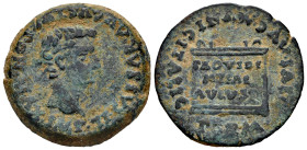 Italica. Time of Tiberius. Unit. 14 - 36 AD. Santiponce (Sevilla). (Abh-1593). (Acip-3333). Anv.: IMP. TI. CAESAR. AVGVSTVS. PON. MAX. Bare head of Ti...