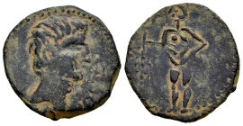 Osset. Unit. 120-20 BC. San Juan de Aznalfarache (Sevilla). (Abh-1949). (Acip-2470). Anv.: Head of Augustus? right, OSSET before. Rev.: Genius standin...