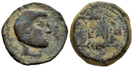 Searo. Unit. 120-50 BC. Utrera (Sevilla). (Abh-2113). Anv.: Male head right, S before. Rev.: Two ears of corn right, SEARO in between. Ae. 16,02 g. Ch...