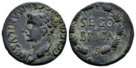 Segobriga. Time of Caligula. Half unit. 37-41 AD. Saelices (Cuenca). (Abh-2192). (Acip-3247). Anv.: C. CAESAR. AVG. GERMANICVS. IMP. around head of Ca...