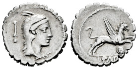 Papius. L. Papius. Denarius. 79 BC. Auxiliary mint of Rome. (Ffc-952). (Craw-384/1, Type 164). (Cal-1057). Anv.: Head of Juno Sospita right, wearing g...