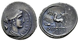 Plautius. P. Plautius Hypseus. Denarius. 60 BC. Rome. (Ffc-1001). (Craw-420/2b). (Cal-1129). Anv.: P. YPSAE. S.C. before bust of Leuconoe draped right...