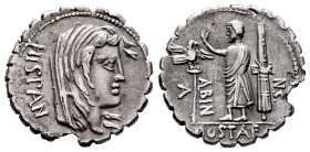 Postumius. A. Postumius A.f. Sp.n. Albinus. Fourée Denarius. 81 BC. Auxiliary mint of Rome. (Ffc-1072). (Craw-372/2). (Cal-1216). Anv.: HISPAN behind ...