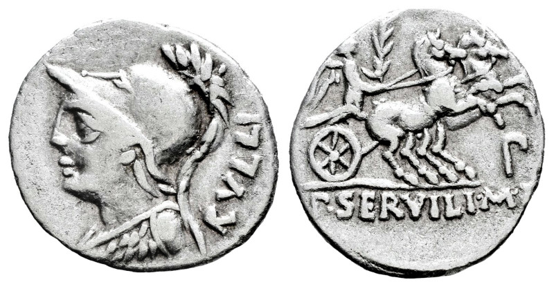 Servilius. P. Servilius M.f. Rullus. Denarius. 100 BC. Norte de Italia. (Ffc-111...