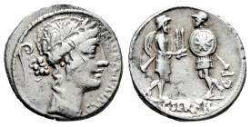 Servilius. Denario. 57 BC. Rome. (Ffc-1123). (Craw-423/1). (Rsc-15). Anv.: Cabeza laureada de Flora a derecha, detrás lituo, delante FLORAL PRIMVS. Re...