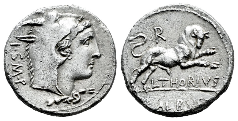 Thorius. L. Thorius Balbus. Denarius. 105 BC. Norte de Italia. (Ffc-1141). (Craw...