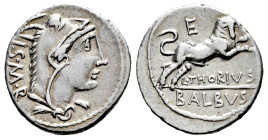 Thorius. L. Thorius Balbus. Denarius. 105 BC. Norte de Italia. (Ffc-1141). (Craw-316/1). (Cal-1300). Anv.: Head of Juno of Lanuvium right, wearing goa...