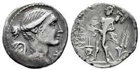 Valerius. L. Valerius FlADcus. Denarius. 108-107 BC. South of Italy. (Ffc-1165). (Craw-306/1). (Cal-1322). Anv.: Bust of Victory winged and draped rig...