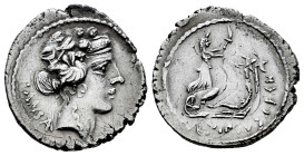 Vibius. C. Vibius C.f.C.n. Pansa. Denarius. 48 BC. Rome. (Ffc-1215). (Craw-449/3a). (Cal-1368). Anv.: PANSA behind head of young Bacchus right, wearin...