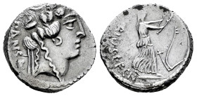 Vibius. C. Vibius C.f.C.n. Pansa. Denarius. 48 BC. Rome. (Ffc-1216). (Craw-449/2). (Cal-1369). Anv.: PANSA behind head of young Bacchus right, wearing...