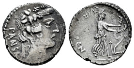 Vibius. C. Vibius C.f.C.n. Pansa. Denarius. 48 BC. Rome. (Ffc-1216). (Craw-449/2). (Cal-1369). Anv.: PANSA behind head of young Bacchus right, wearing...