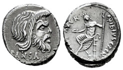 Vibius. C. Vibius C.f.C.n. Pansa. Denarius. 48 BC. Rome. (Ffc-1219). (Craw-449/1a). (Cal-1371). Anv.: PANSA below mask of Pan right. Rev.: C.VIBIVS. C...
