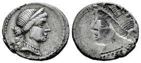 Julius Caesar. Brockage Denarius. 46-45 BC. Galia. (Ffc-11). (Craw-468/1). (Cal-645). Anv.: Diademed head of Venus right, Cupid on shoulder. Rev.: Inc...