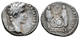 Augustus. Denarius. 7-6 BC. Lugdunum. (Ffc-26). (Ric-211). (Cal-856). Anv.: CAESAR AVGVSTVS DIVI. F. PATER. PATRIAE, laureate head of Augustus right. ...